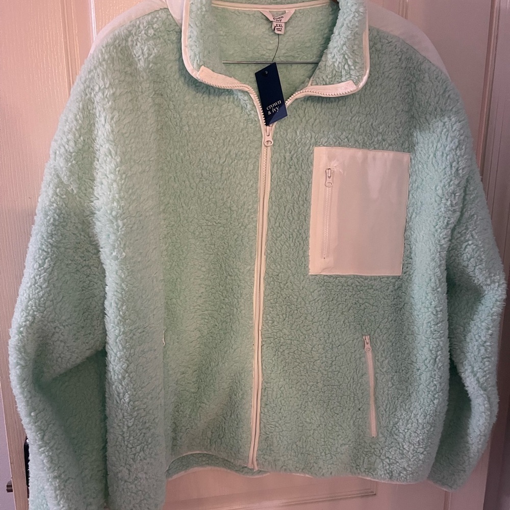 Crown & Ivy Light Green Teddy Jacket